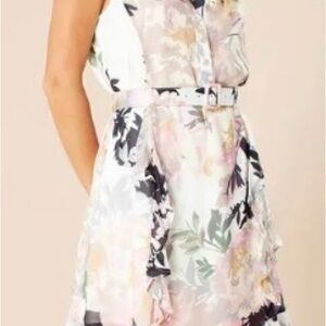 Hale Bob Pink and Green Mini Sundress Sleeveless